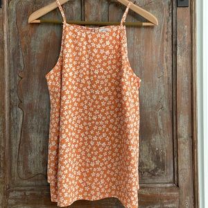 Blue Rain Orange and Cream Halter Neck Tiered Tank Size M